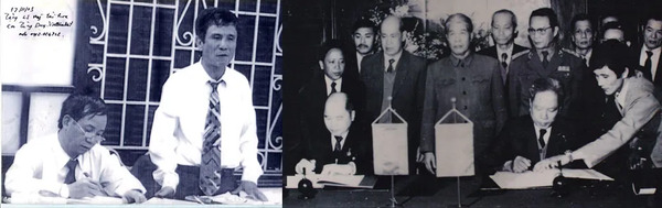 Luật sư Trần Quang Mỹ trong lễ ký năm 1986